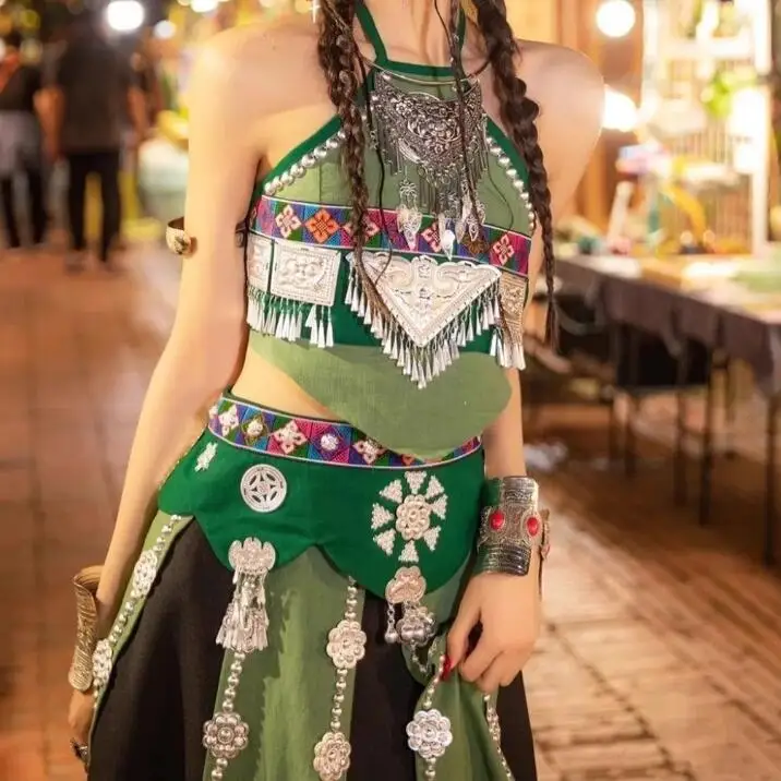 Ropa de baile étnica China Hani para mujer, Yunnan Xishuangbanna Dai