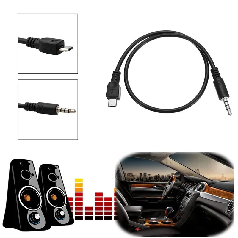 Q1W2 3,5 mm Stereo Nam đến Micro USB Nam Cáp ra xe hơi cho máy tính bảng điện thoại động