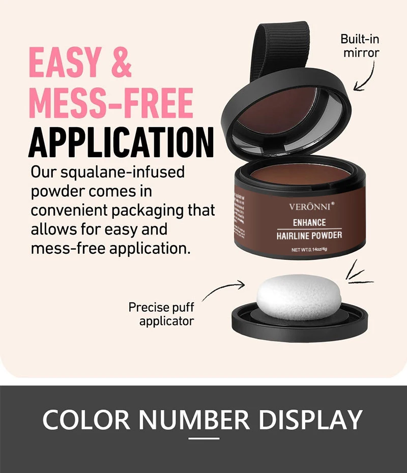 14-Farben-Haaransatz-Puder, Haaransatz-Schatten-Puder, Make-up, Haar-Concealer, natürliche Abdeckung, Unisex, Haarausfall-Produkt, modifiziertes graues Haar – Detail 3
