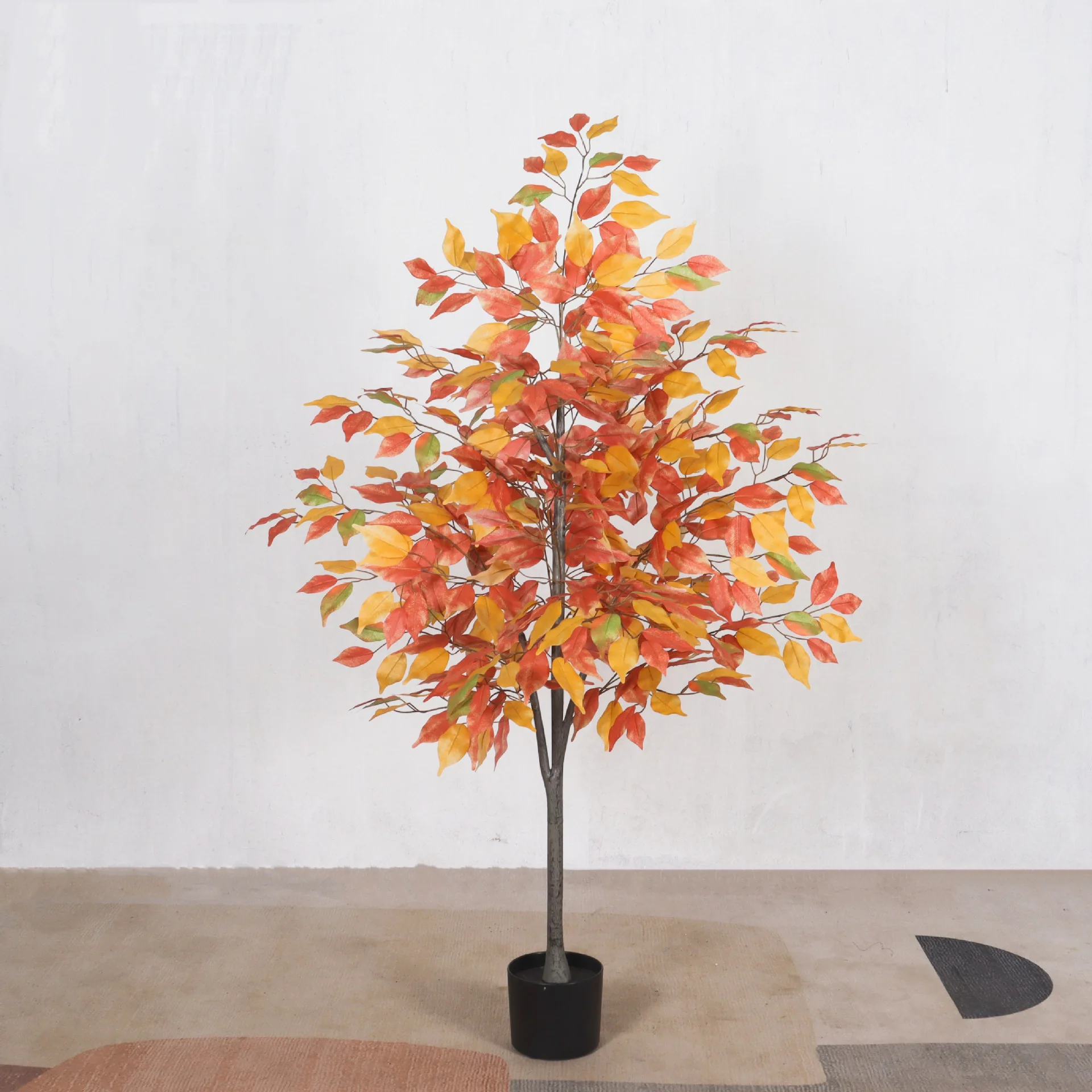 

Simulation of banyan tree colorful leaves fake tree detachable indoor living room decoration floor potted landscaping