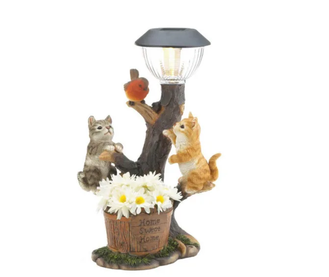 

SolarPowered Garden Welcome Light SolarPowered Bunny Squirrel and Puppy Yard Garden Fairy Decorations