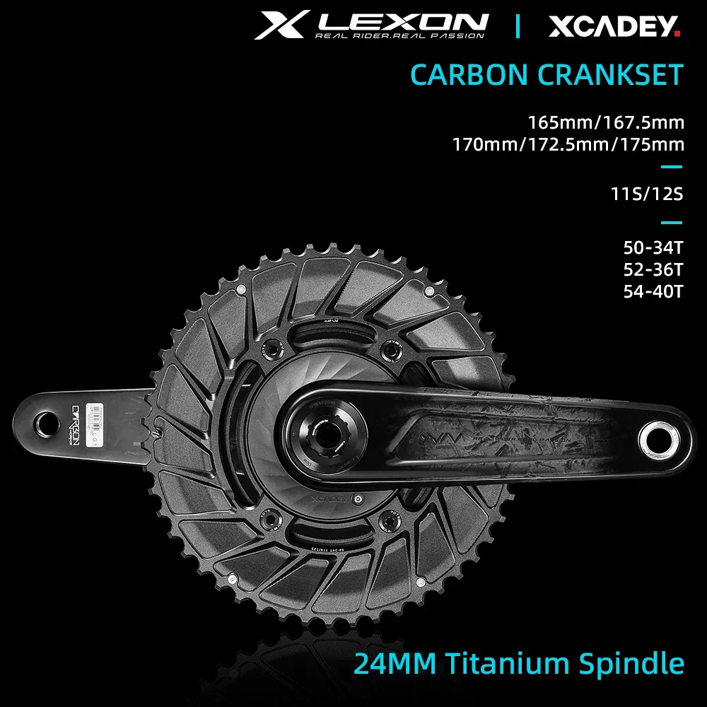 LEXON Road Full Carbon Cranksets Superlight Bicycle Cranks 362g 24mm Titanium Spindle 165/167.5/170/172.5/175MM Cycling Parts