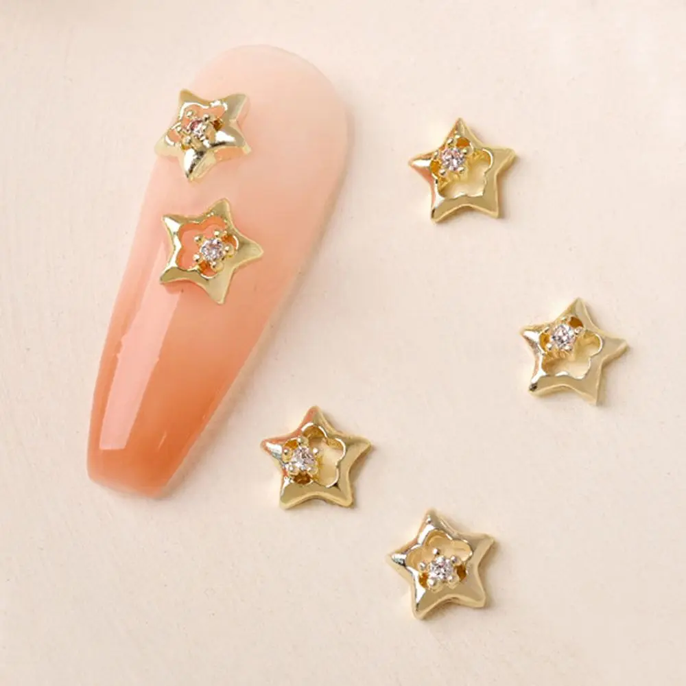 Accessories Love Heart Gold Color Bow Nail Art Rhinestones Hollow Nail Drills Zircon Nail Jewelry Stars Nail Art Decorations