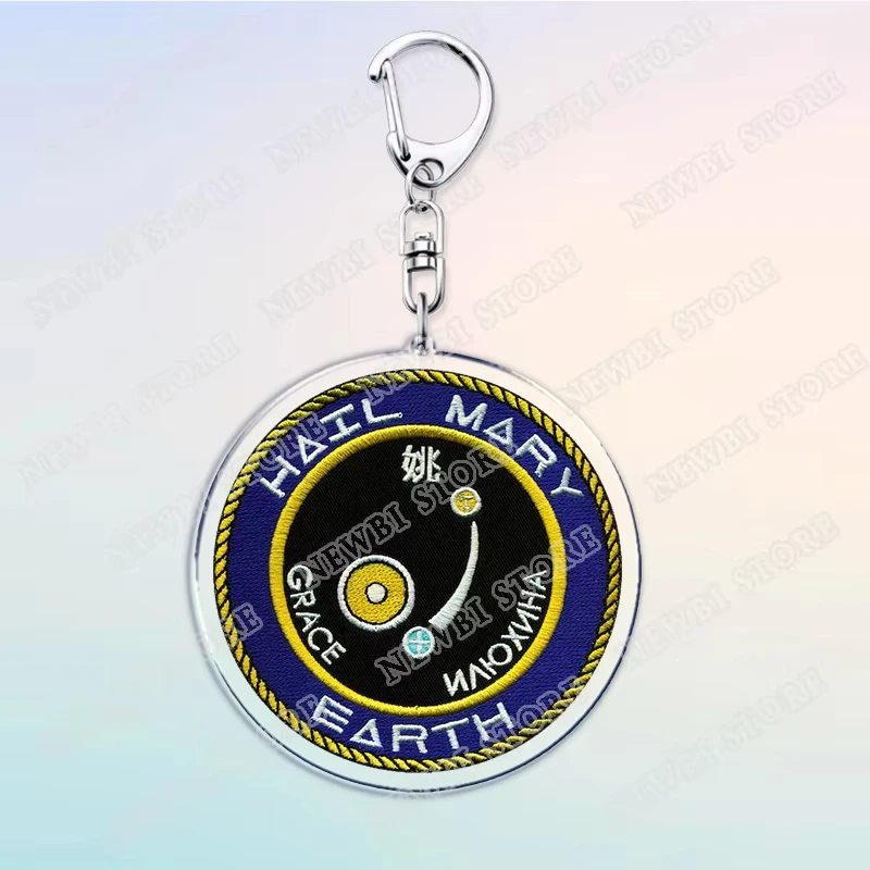 Hot Project Hail Mary Mission Crest Keychain for Accessories Rocky Space Andy Weir Warning Astrophage Keyring Jewelry Fans Gifts - view 2