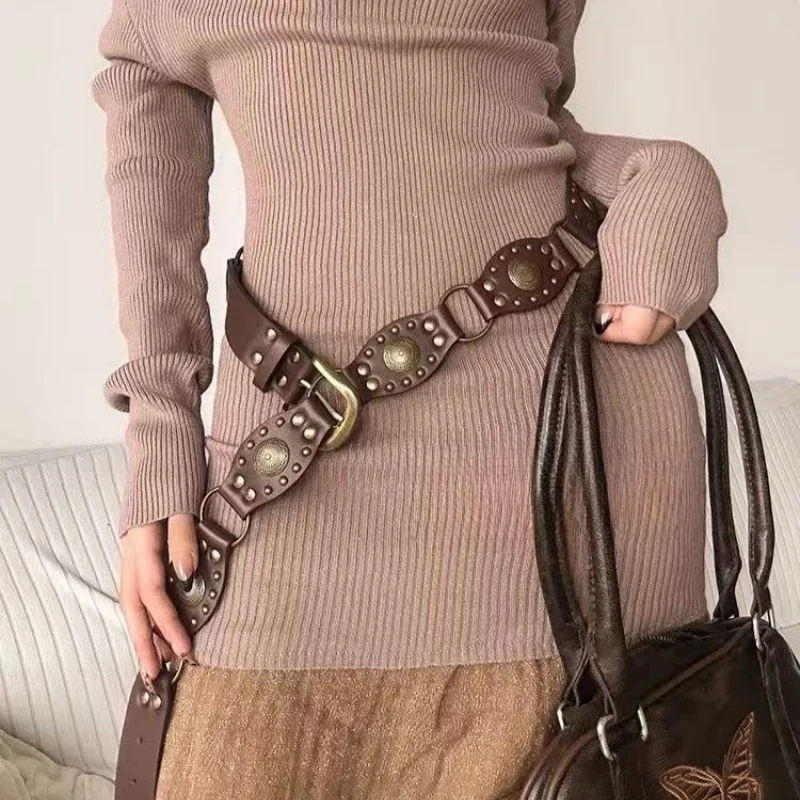 ميراد ريترو برشام حزام المرأة تنوعا نمط العرقية فستان السراويل حزام الألفية حار فتاة تصميم حزام