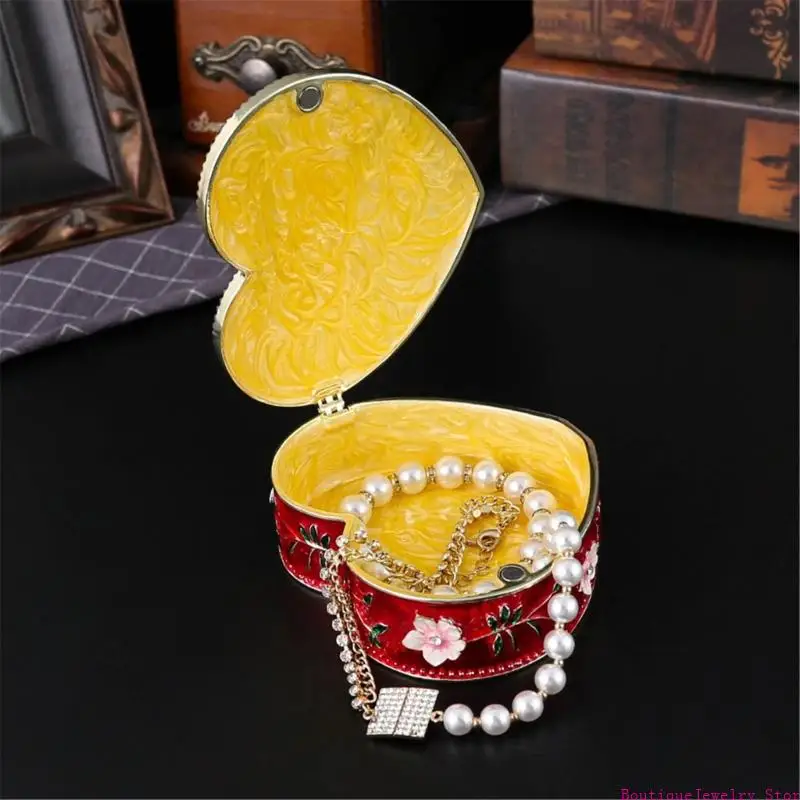 

E1PE Stylish Heart Shaped Jewelry Box Portable Travel Jewelry Case