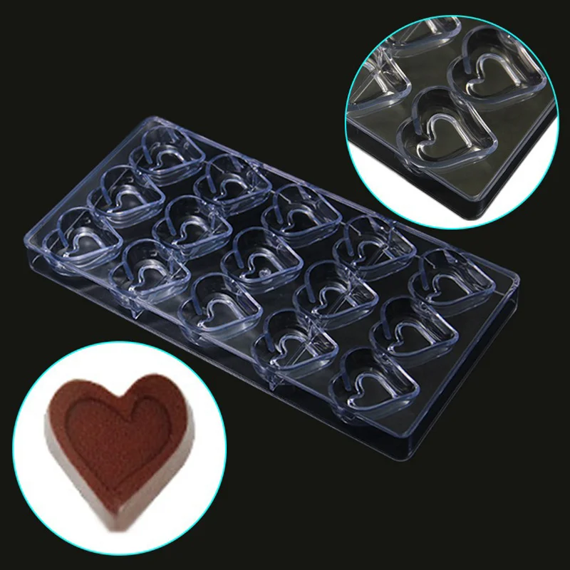 1PC Chocolate Mold for Festival Valentine Day Household Kitchen DIY Baking Tool Plastic Homemade Candies Rose Heart-shaped TMZ