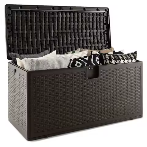100 Gallon Patio Deck Box Outdoor Waterproof Storage Container for Tools