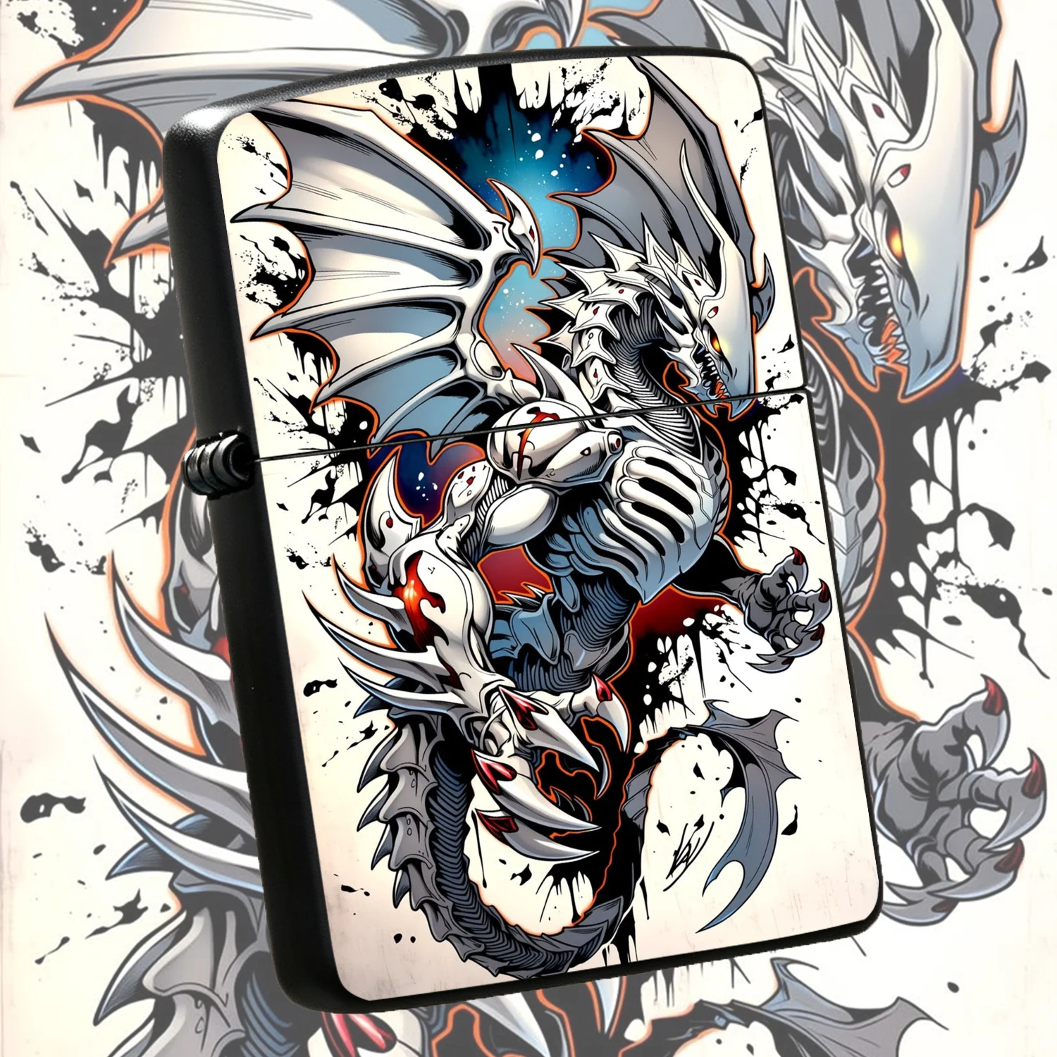 Creative Mecha Style White Wing Battle Dragon Themed Lighter, Cool Trendy Desktop Ornament, Portable Daily Accessory, Ideal Gift For Friends For Holidays, Practical Exquisite Collectible Fits All Scenes A Humorous And Interesting Lighter