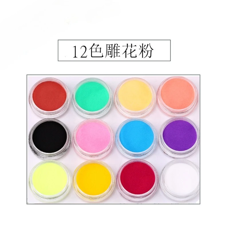 12 Colors Acrylic Powder Manicure Tips Nail Art 3D Decoration Builder Polymer Nail DIY Accessories
