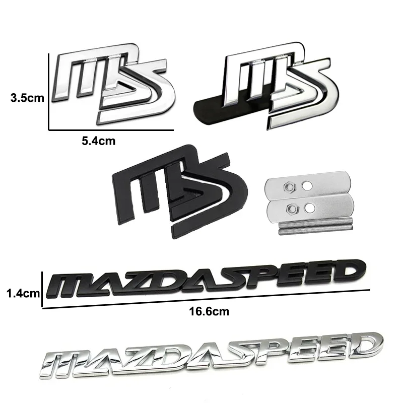 Car Stickers Grill Badge for Mazda MS Logo Speed CX4 6 Atenza 3 Axela 2 MX5 CX7 CX5 CX9 323 RX8 626 CX30 Bt50 Auto Accessories