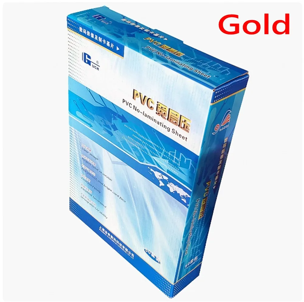 0.76mm Thickness Gold Color Inkjet PVC Sheets Materials For ID Card Making Membership Card Blank