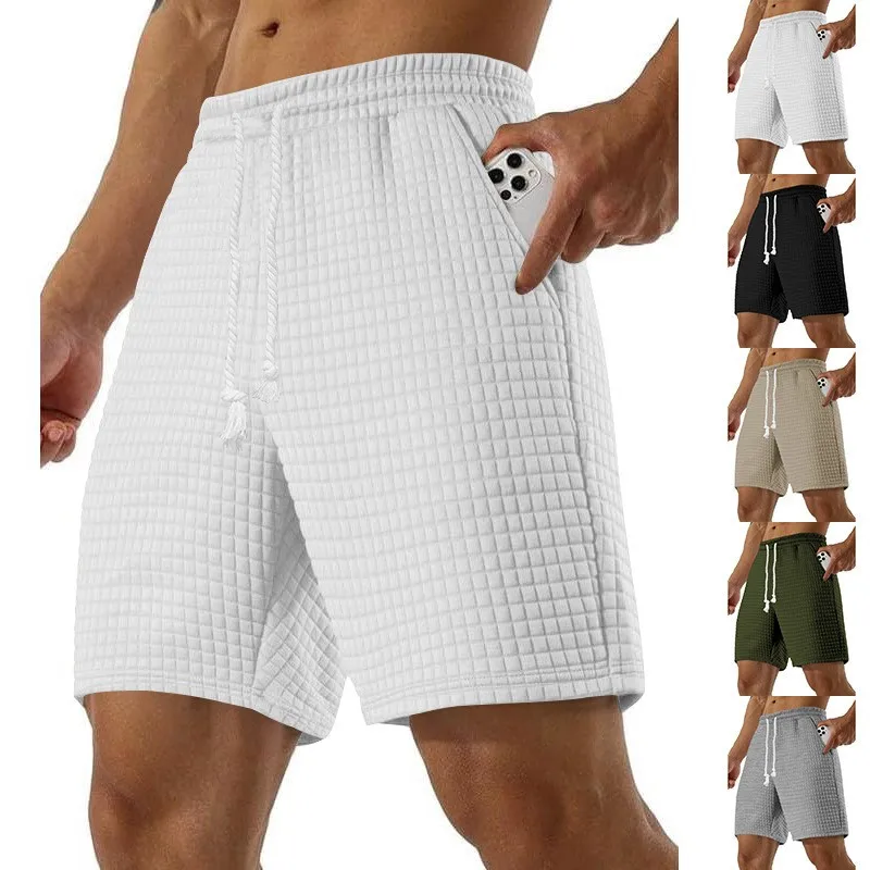 

2025 Summer Men's Simple Shorts Wear Loose Solid Color Drawstring Sports And Casual Straight Pants Beach Vacation Shorts