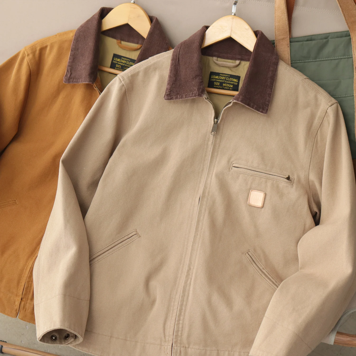 

Мужская утепленная осенне-зимняя хлопковая куртка цвета хаки из канваса с отложным воротником, рабочая одежда, охотничья куртка, верхняя одежда в стиле Детройт