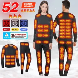 Winter Beheizte Thermo-Unterwäsche Männer Heizung Jacke Skiwear Beheizte Jacke Fleece Warme Top Hosen USB Elektrische Heizung Kleidung