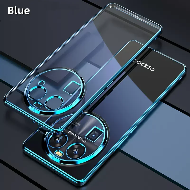 For OPPO Find X6 Pro Plating Frame Transparent Case For OPPO Find X8 Pro X7 Ultra Soft Silicone Lens Protection Shockproof Cover