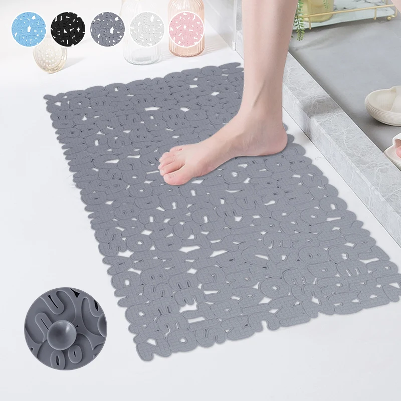 PVC hollow letter shower room bathroom non-slip mat bathroom bath foot mat toilet home shower mat