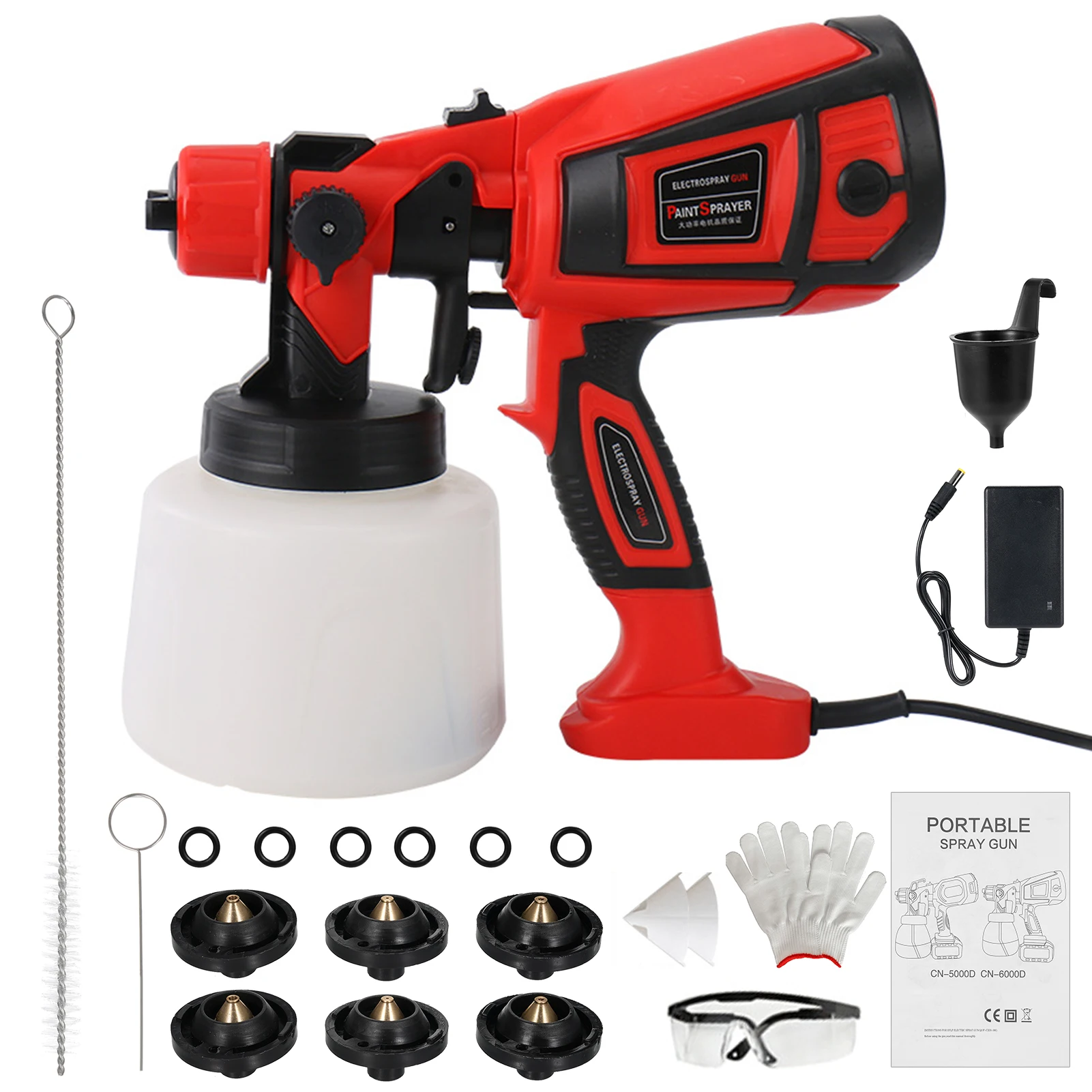 

Paint Sprayer HVLP Electric Spray Paint 1400ml Container with 6 Copper Nozzles 3 Spraying Effects for Indoor and Outdoor