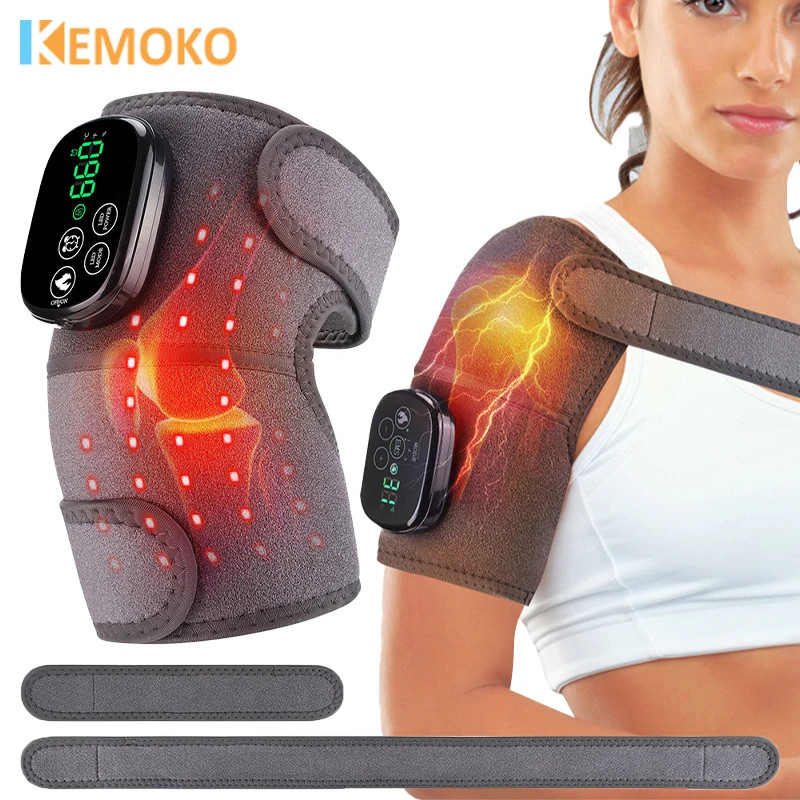 

KEMOKO LED Knee Massager Wireless Control Heating Vibration Knee Pad Electric Heated Shoulder and Knee Massager for Warm Leg