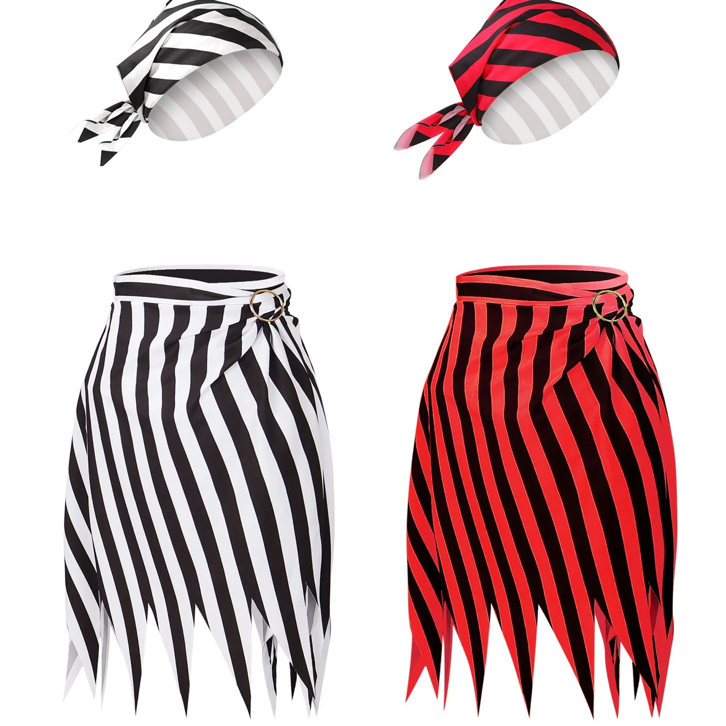 

Костюм пирата на Хэллоуин, женский платок в полоску, юбка, одежда для выступлений, китайское производство, весенний сезон 2024, весенний сезон