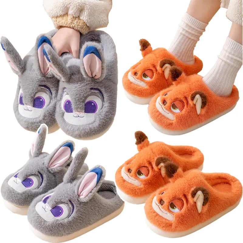 

Disney Zootopia Cotton Slippers for Men and Women Autumn Winter Warm Comfort Lightweight Bedroom Concise Cotton Shoes Gifts New
