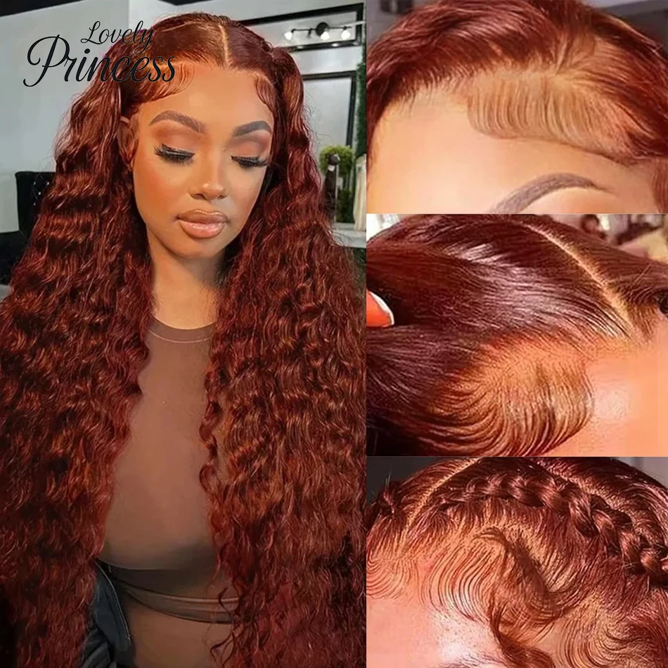

13x4 Reddish Brown Deep Curly Lace Frontal Wigs 13x6 Lace Frontal Human Hair Wigs Deep Wave Fall Colored Human Hair Lace Wigs
