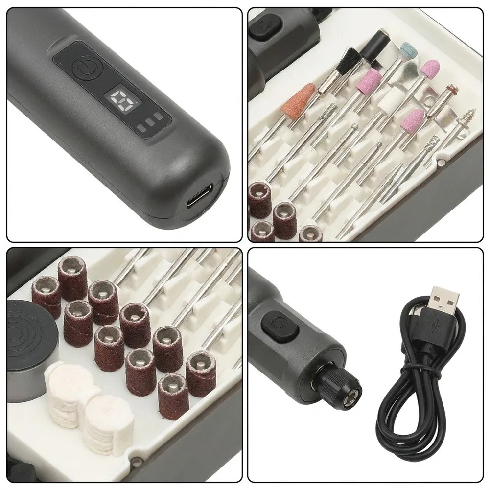 Portable Cordless Manicure Grinder Kit LED Display USB Charging Multifunctional Electric Nail Sander For Home Nail Polishi