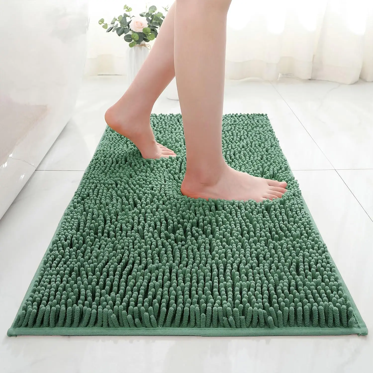 Ultra-Soft Microfiber Bathroom Carpet-Washable Chenille Mats For Bathrooms And Bedrooms-Quick-Dry And Absorbent