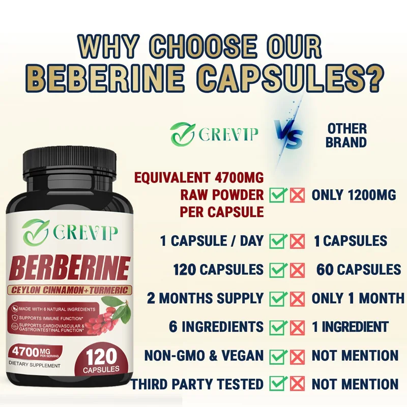 Berberine Capsules - Contains Ceylon Cinnamon - Supports Heart Health, Immune System, Cardiovascular Health