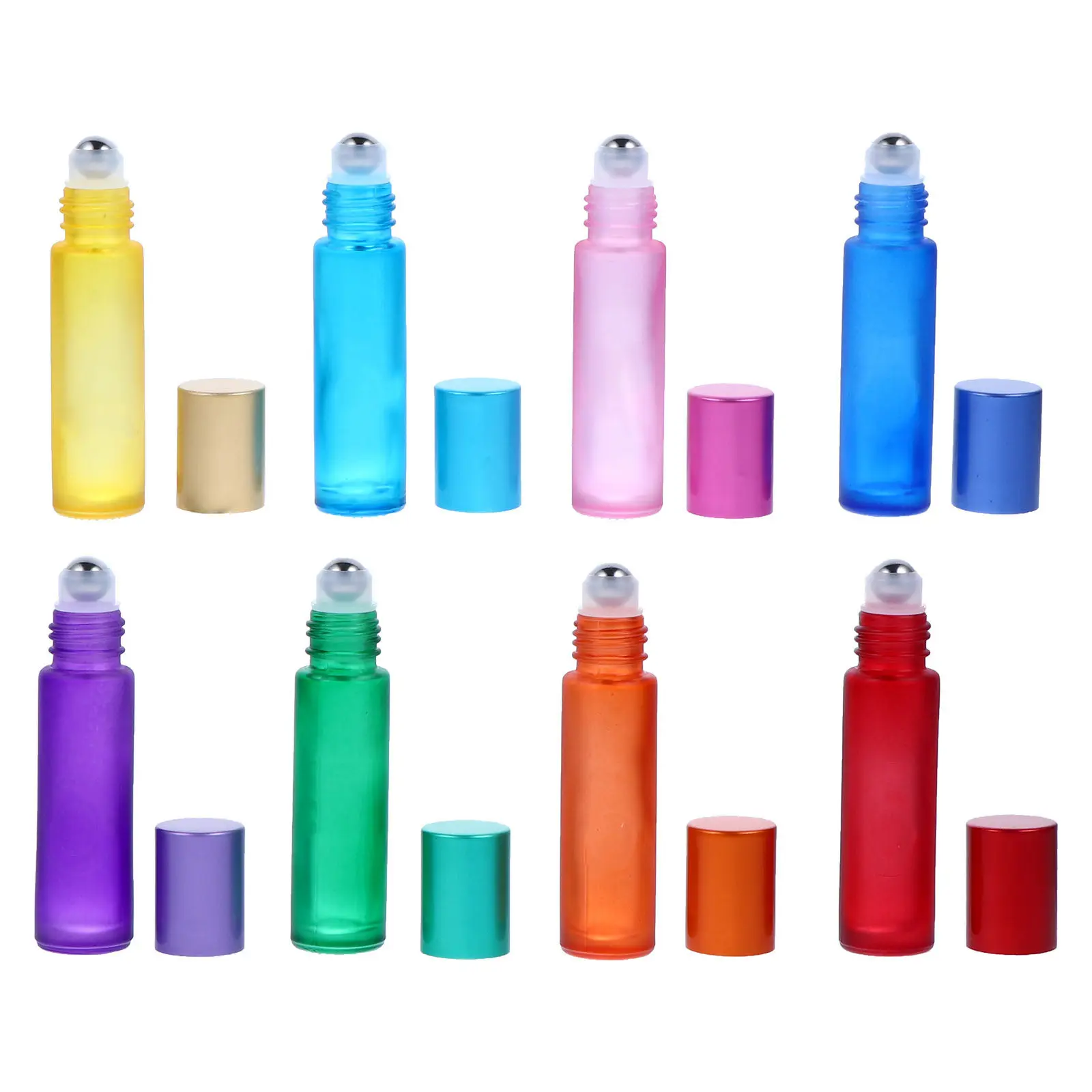 

8Pcs 10Ml Reusable Frosted Glass Roller Bottles Roll-on Massage Bottles for Essential Oils Perfume Lotion Daily Use Handbag