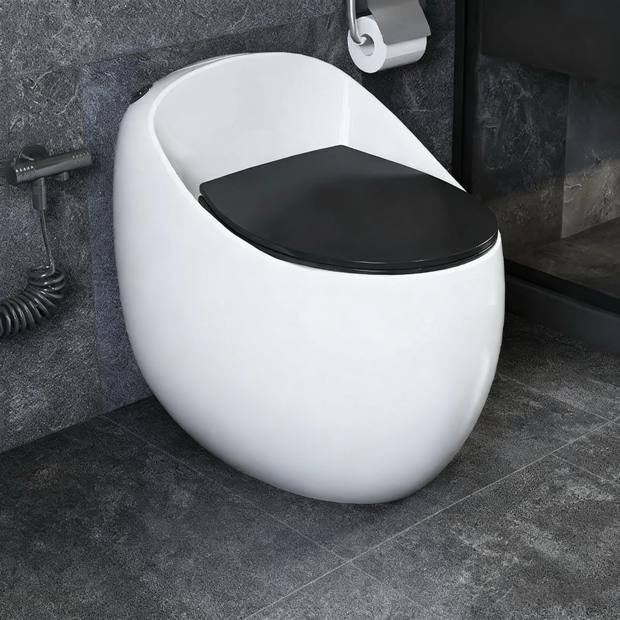 

High Quality Bathroom Black Color Colorful One Piece Water Closet Sanitary Ware Toilet Bowl Round Shaped Ceramic Toilet