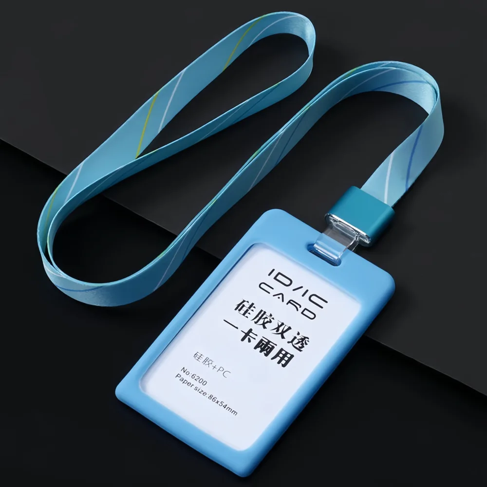 

2 шт. силиконовых двусторонних держателей для карт с ремешком для удостоверений личности, для работы, проездных и пропусков