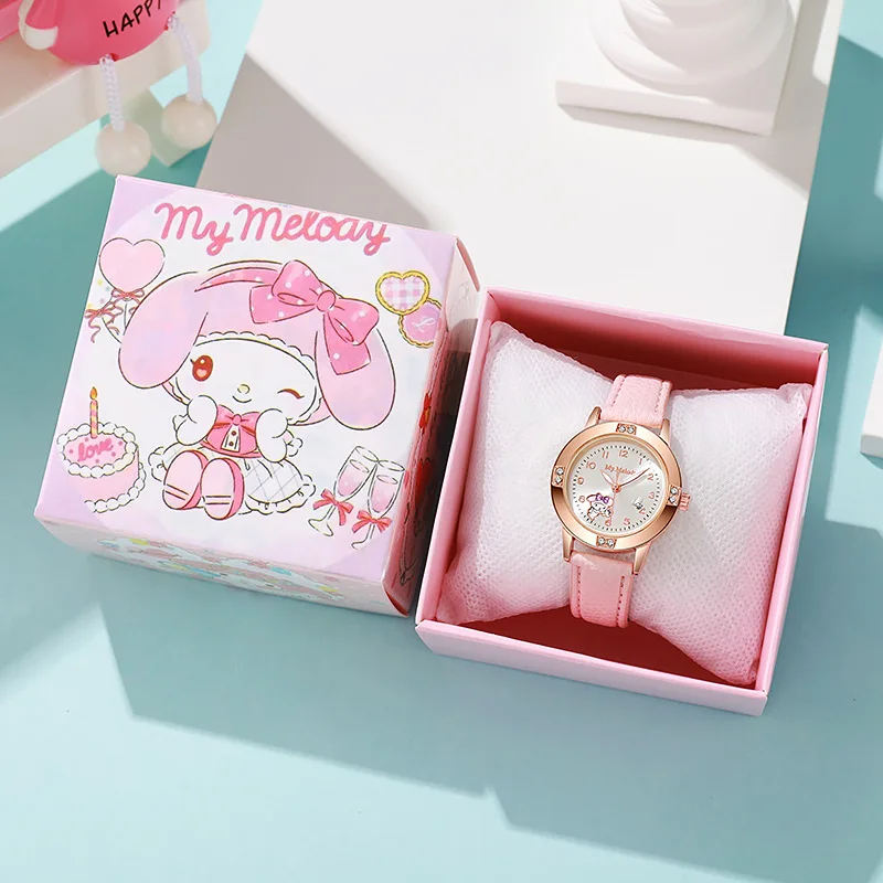 Miniso Kawaii Hello Kitty Watch Anime Kuromi Cinnamoroll Quartz Fashion My Melody WristWatch Women Girl Children Birthday Gift