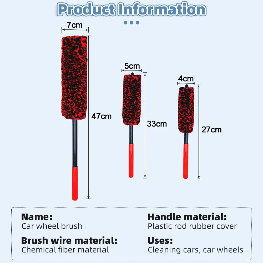 Brosse à roue en peluche douce pour l'entretien de la voiture, brosses à long manche, outils de livres, détails de jantes, 1/2 pièces