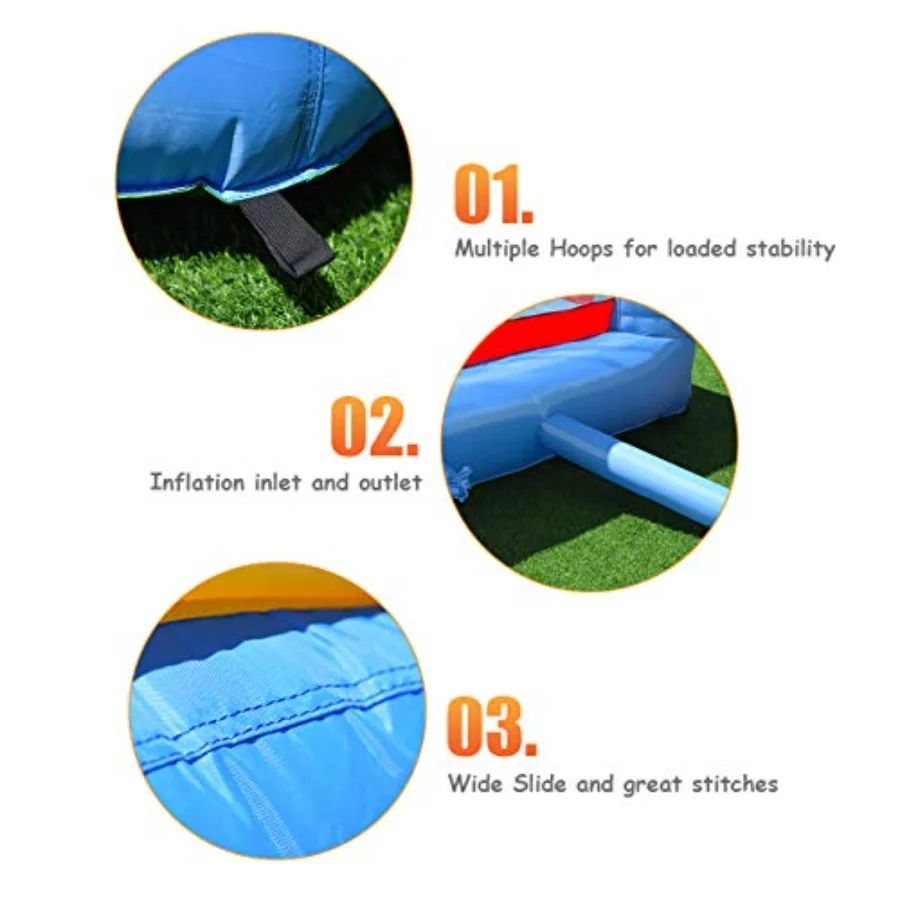 Casa de rebote inflable, bouncer deslizante para saltar para niños para húmedo y seco, bolsa de transporte, kit de reparación, estacas, ju inflable para interiores y exteriores