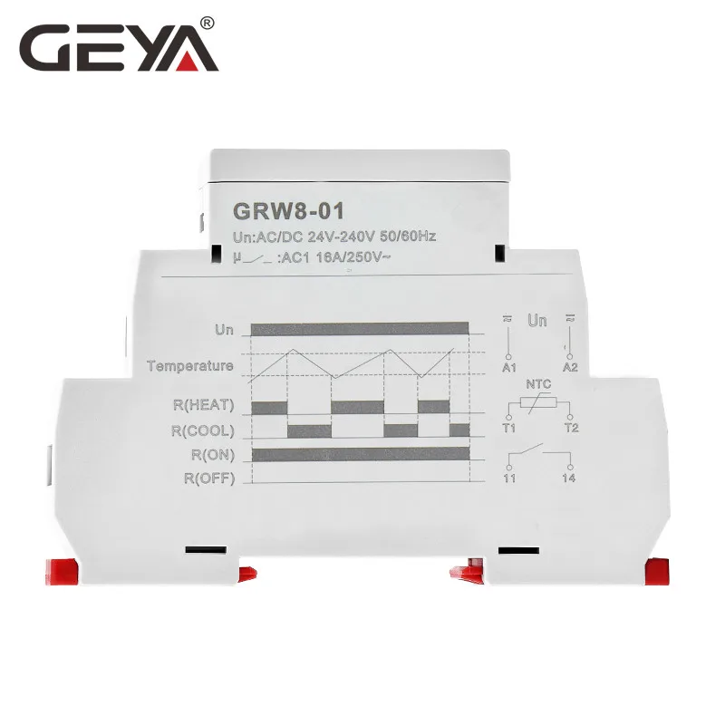 GEYA GRW8 Temerature Control Relay with Waterproof Sensor AC/DC24V-240V 16A Electrical Relays Temperature Controller