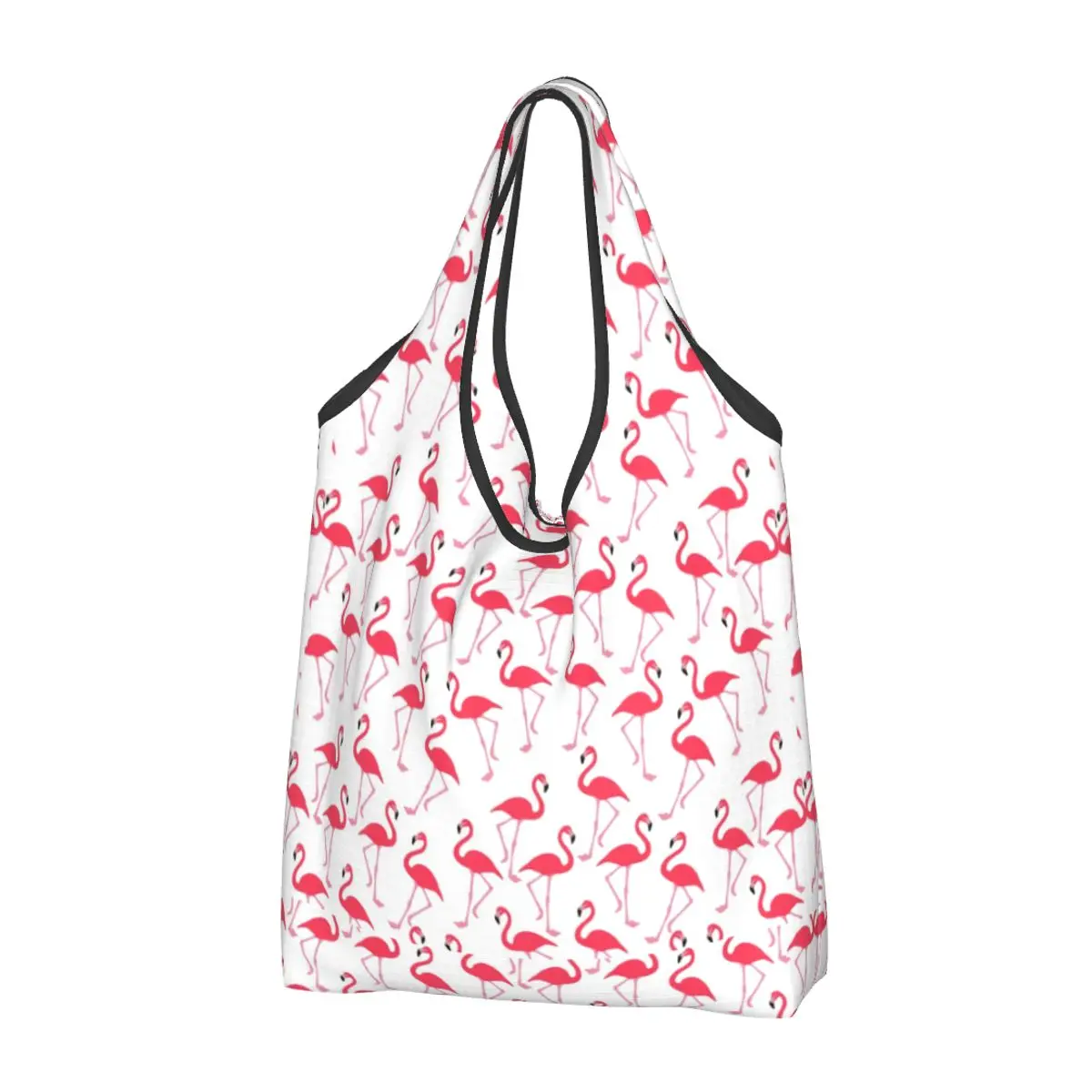 Pink Flamingo Groceries Shopping Tote Bag Women Cute Shoulder Shopper Bags Big Capacity Handbags