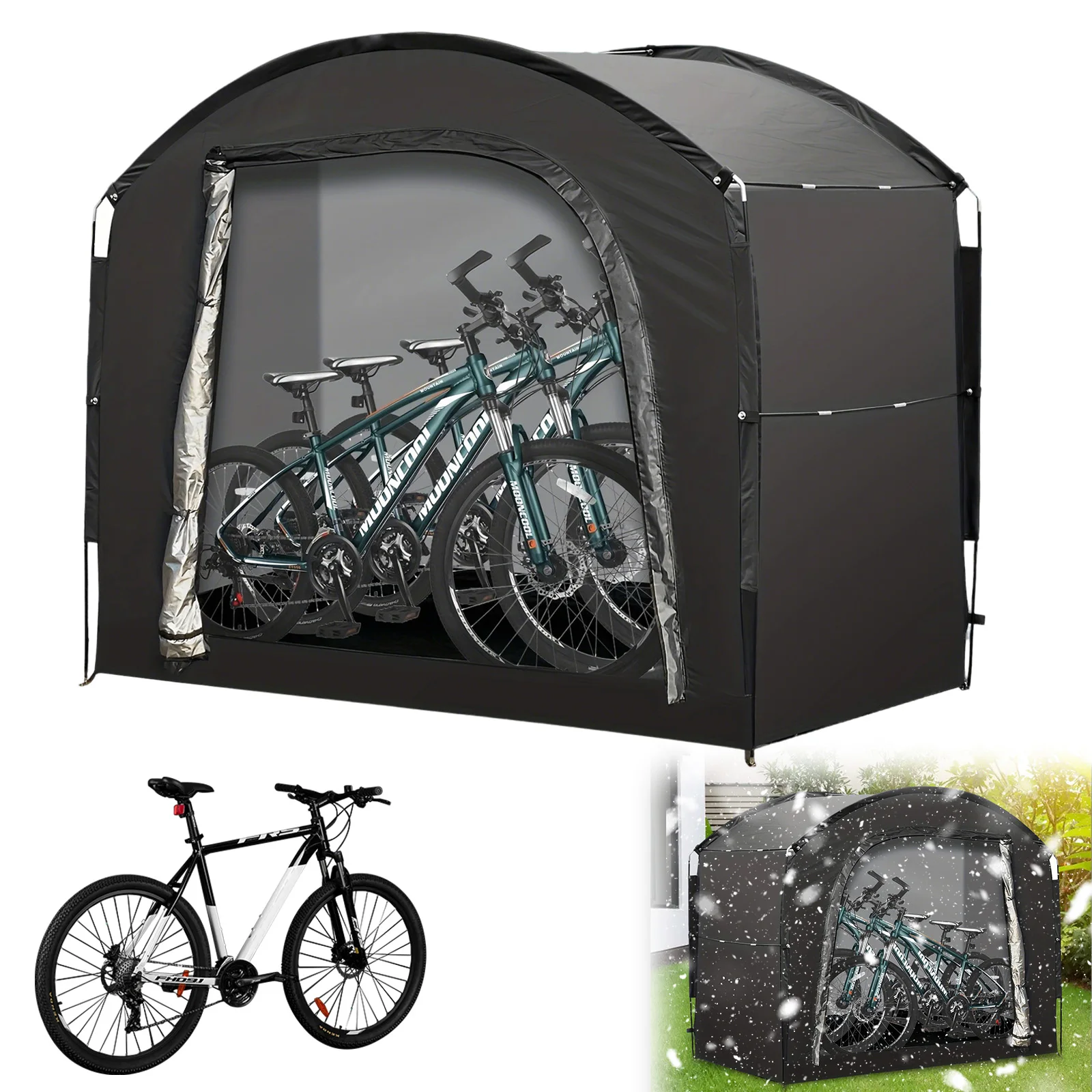 Cobertizo de almacenamiento de bicicletas, carpa para 1-4 bicicletas, cubierta portátil para bicicleta al aire libre, sombrilla para bicicleta, cubiertas, refugio, tienda de campaña duradera impermeable