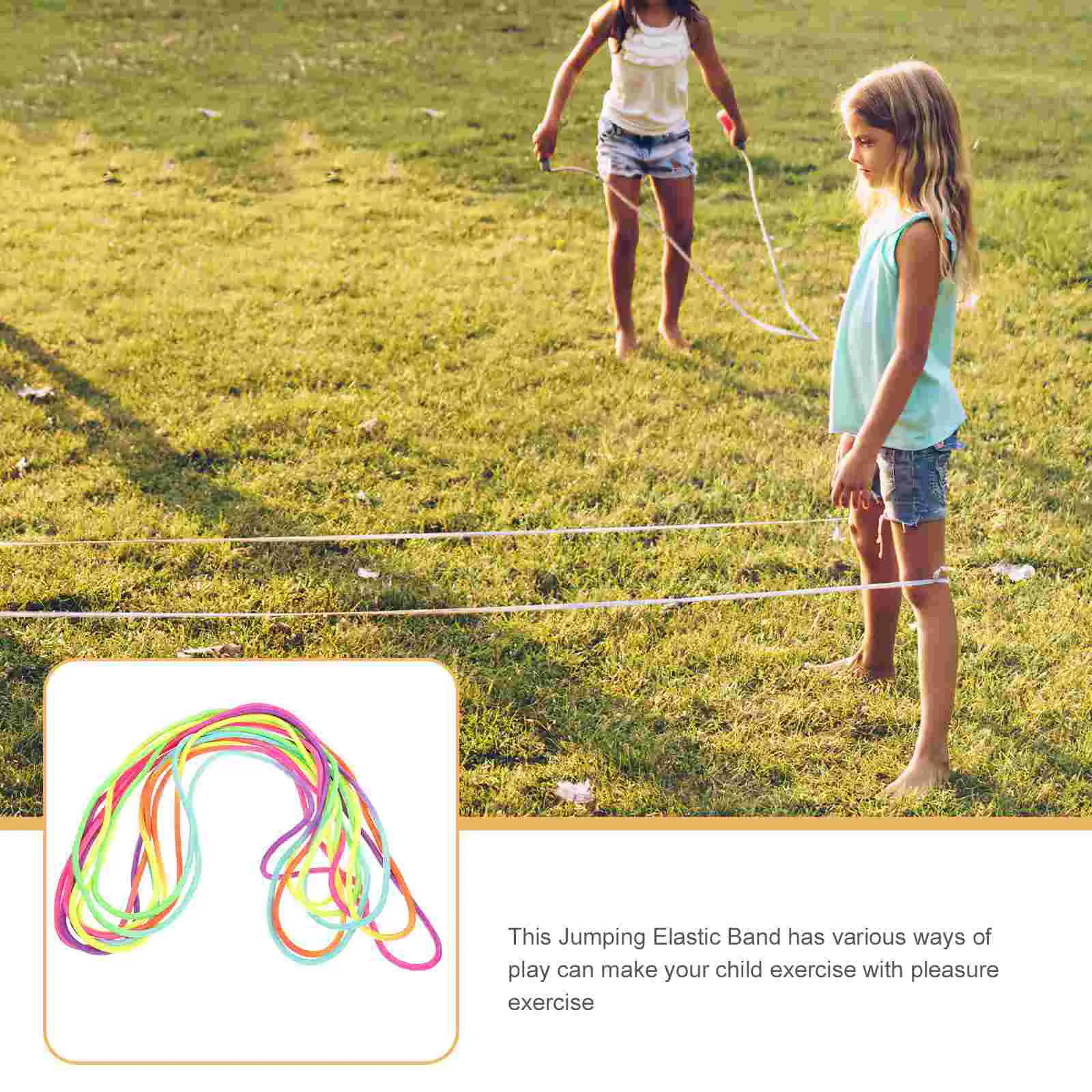 Kids Elastic Jumping Rope Kids Rainbow Elastic Jump Rope Gymnastic Rubber Band Jumping Rope durable Kids Game Exercise Equipment