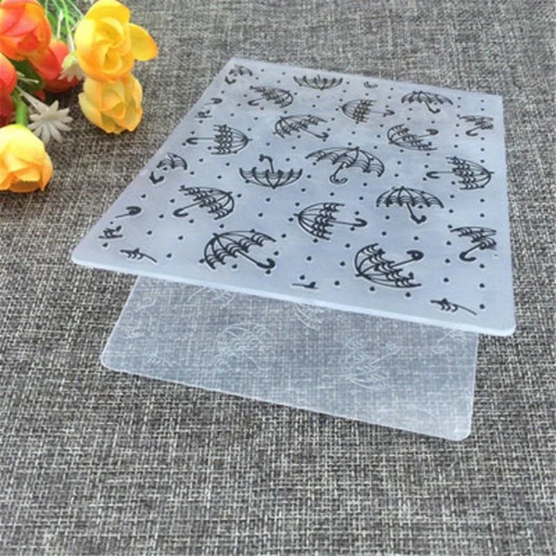 3D Embossed Folder for DIY Umbrella Plastic Embossing Folder for Scrapbook DIY Album Card Tool Plastic Template