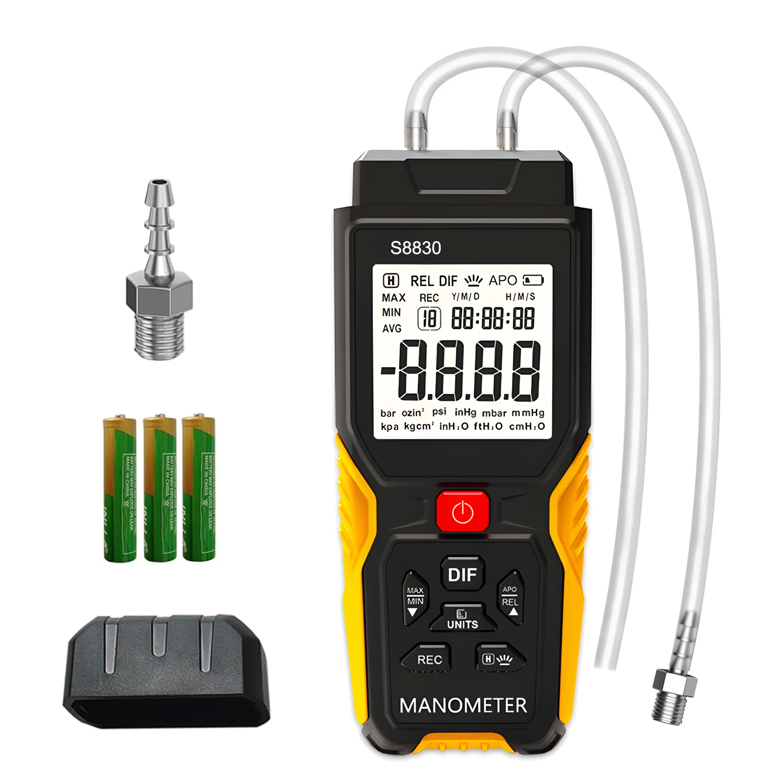 

Professional Digital Manometer with Dual Probes, ±0.3% Accuracy, 0-36.8kPa Range, 0.1s Response Time for HVAC/Industrial Use