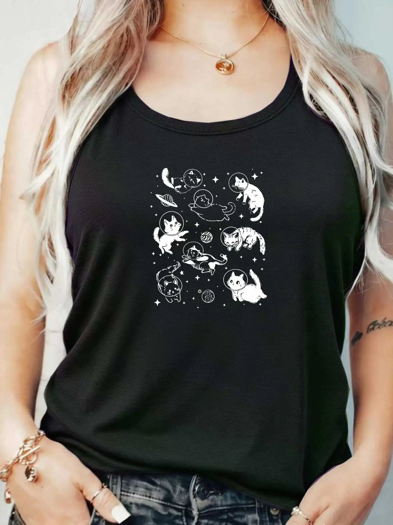 

Loose Fit Printed Pocket T-Shirt for Women with Ribbed Collar round Neck 1-8XL plus Size Comfortable Casual Vest