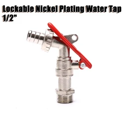 New Garden Hose Faucet with Lock Water Tank Connector Replacement Tools 1/2 Inch Brass Thread Water Tap Lockable Faucet 1 Pcs