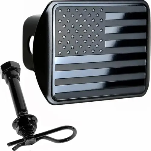 

Крышка для фаркопа eVerHITCH из черной нержавеющей стали для 2-дюймового приемника - эмблема-флаг с крепежным болтом