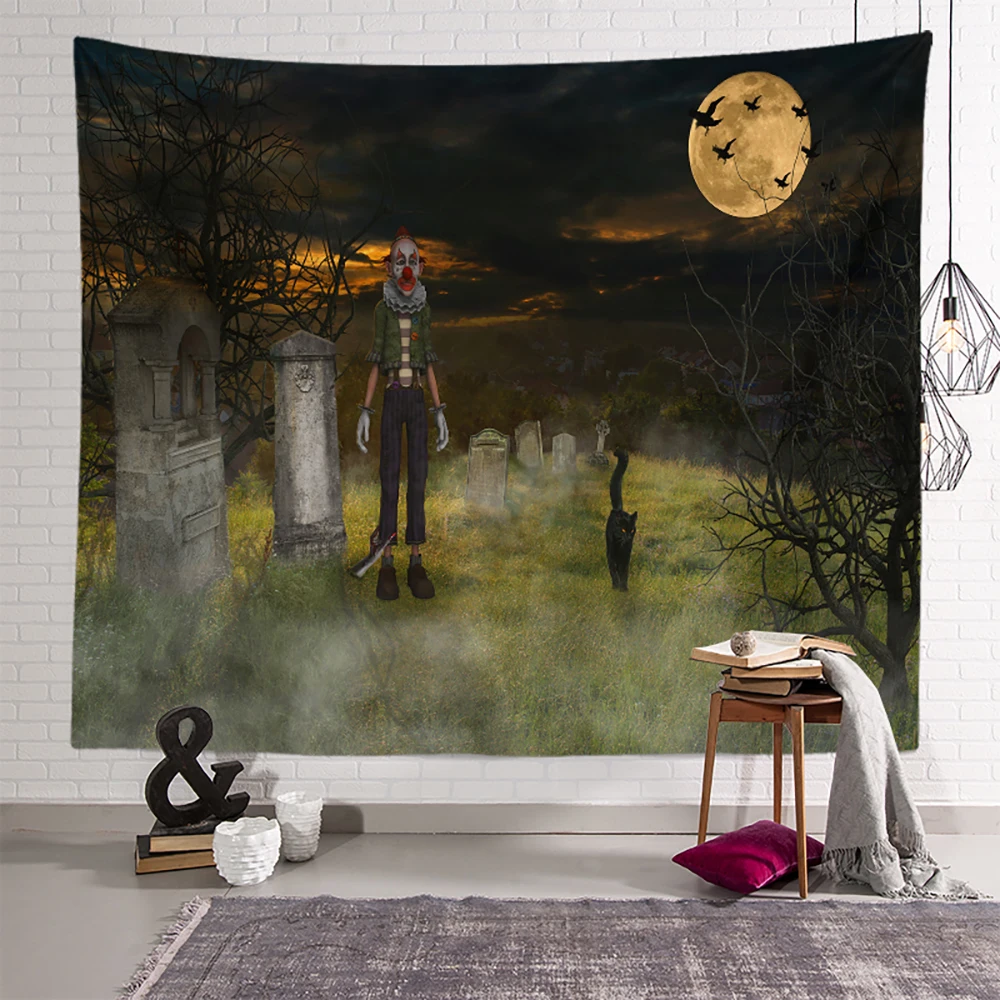 Horror Terror Death Print Pattern Tapestry Ceiling Home Living Room Bedroom Wall Decoration    230x180cm