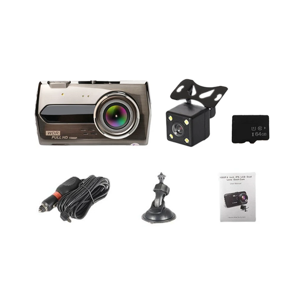 

4-Inch IPS Jerry HD Wide-Angle 6E Driving Recorder Double Recording 1080P Non-Light Night Vision Car Driving Recorder A