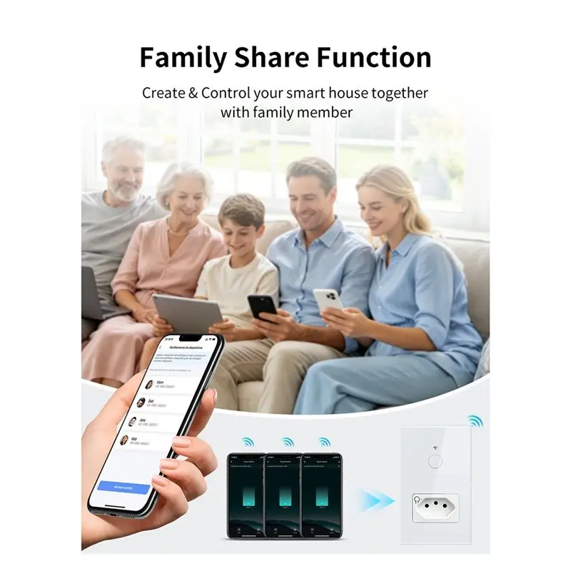 【Big Deal】Tuya Wifi Smart Light Switch Touch Wall Control With Brazil Socket Smart Life APP Remote For Alexa Google Home BR Plug