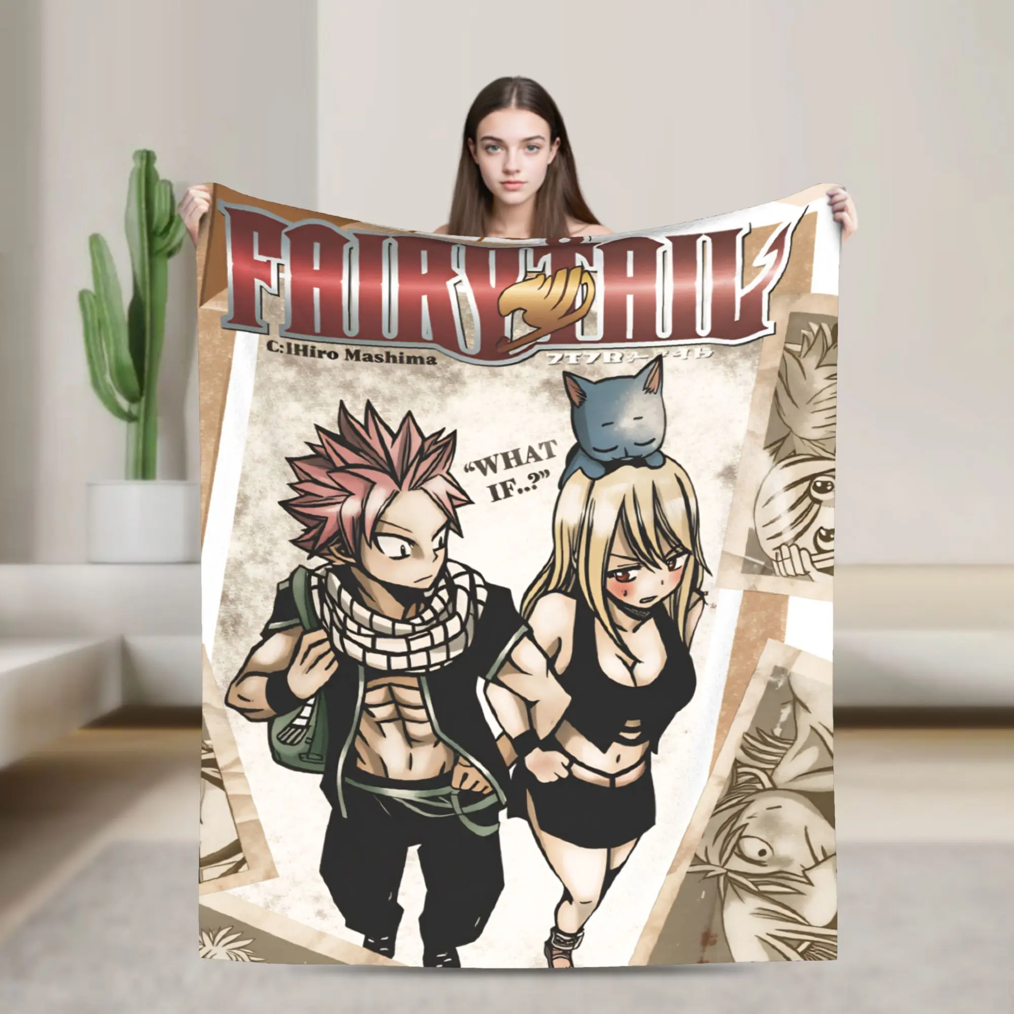 

Lucy Heartfilia & Natsu Dragneel Blanket Fairy Tail Super Warm Aesthetic Plush Couch Chair Sofa Bed Flannel Bedspread Bed Cover
