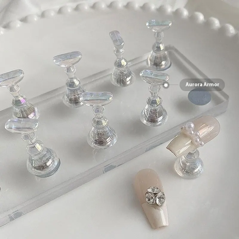 10/5 قطعة شفافة أورورا مسمار حامل المغناطيسي أظافر صناعية نصائح حامل اضغط على الأظافر رف شاشة الاكريليك مسمار اللوحة/التدريب