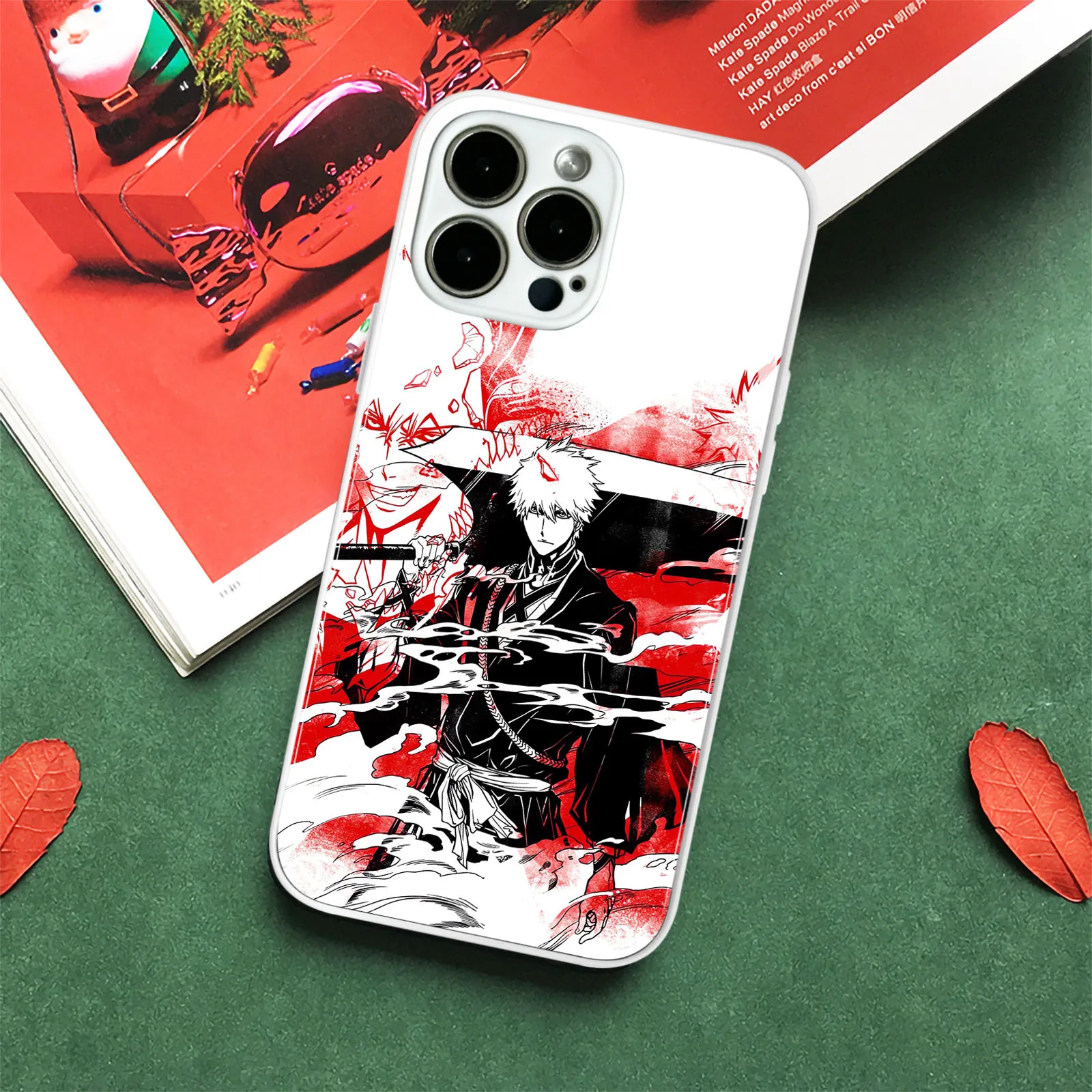 Ichigo Anime Character TPU Tempered Glass Phone Case for iPhone 15 14 11 Pro Max Se3 7 8 15 Plus Xr Xs 12 13 Mini